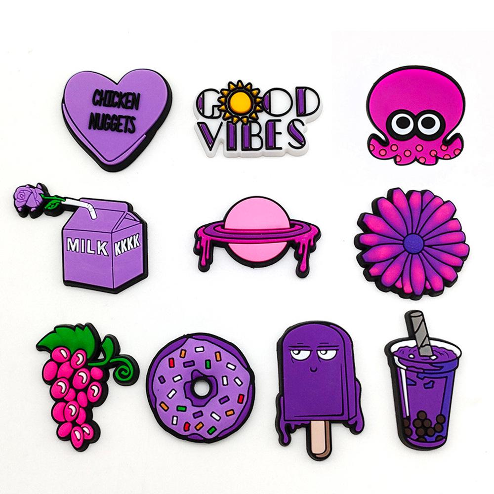 Purple Series Clog Charms: DIY PVC Shoe Accessories & Decorative Buckles
