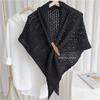 Korean Style Hollow Out Buckle Large Triangle Warm Decorative Scarf For Women