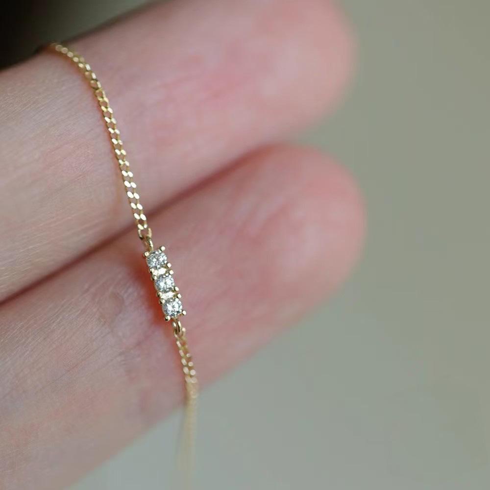 

Real Money 925 Sterling Silver 3 Zircon Crystal Charm Bracelet For Women Homme 18K Gold Wedding Engagement Party Jewelry Gift золотий