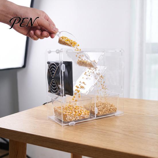 Bird Seeds Debris Remover Grain Cleaner, Adjustable Speed Winnower Machine, Transparent Acrylic Small Winnowing Machine Shell Efficient Separation