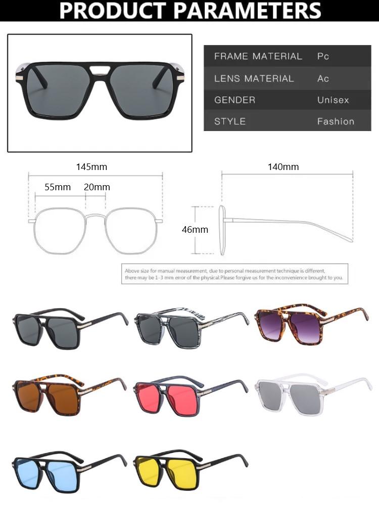 Vintage Square Sunglasses Women Retro Double Beam Sun Glasses Female Mirror Eyewear Fashion Designer Brand Rivet