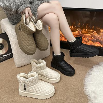Women's Thick-soled Fur One Winter Lightweight Warm Anti Cold Padded Snow Boots Non-slip Wear Casual Sneakers Cotton Boots