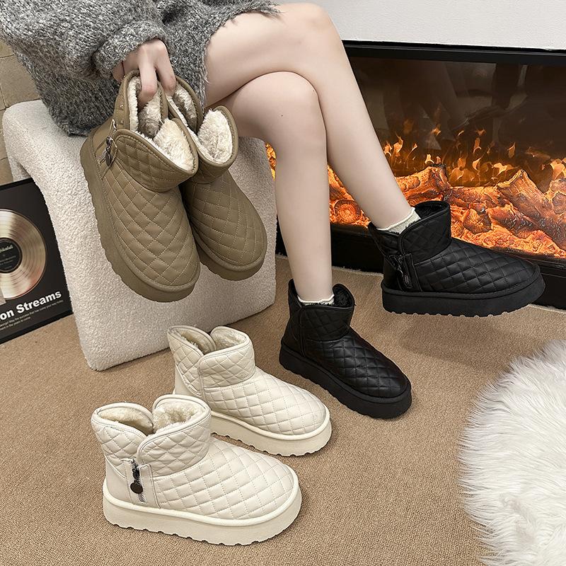 Women's thick-soled fur one winter lightweight warm anti cold padded snow boots non-slip wear casual sneakers cotton boots