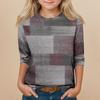 Children's 3/4 Sleeve Tops Casual  Print T Shirt Round Neck Pullover Blouse