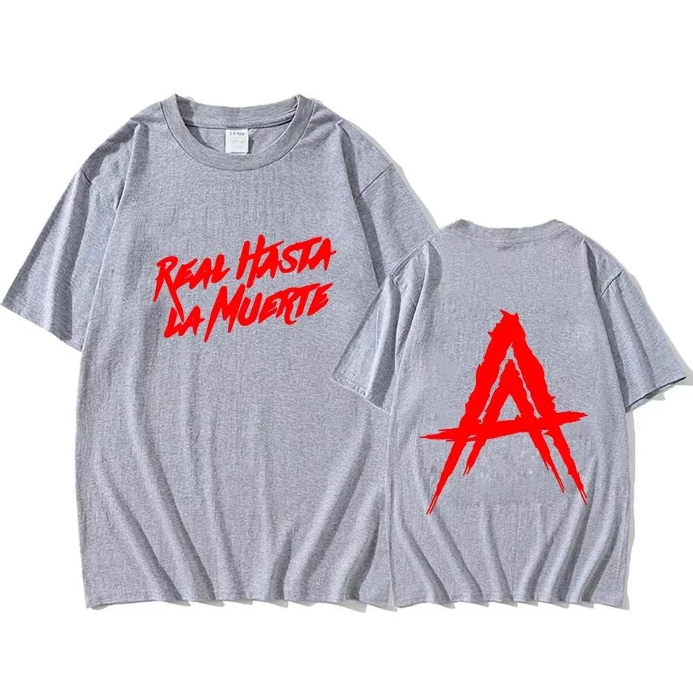 Hip Hop Streetwear Anuel AA Real Hasta la Muerte Grafik T-Shirts Für MännerFrauen Mode Rapper Frühling Sommer Kurzärmeliges Oberteil