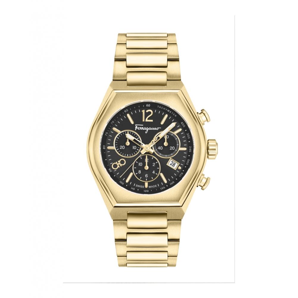 

Salvatore Ferragamo Ferragamo Tonneau Chrono Bracelet Watch Ip Yellow Gold