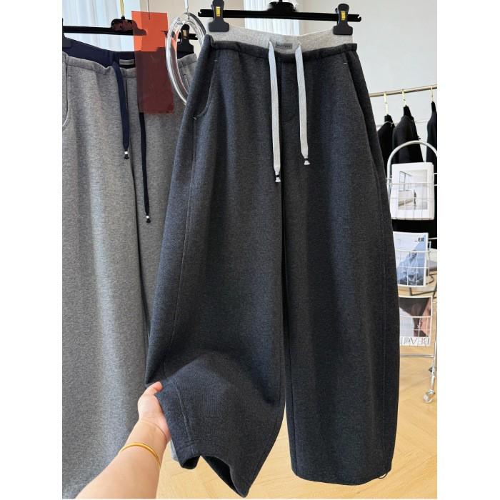 Women's Spring/Fall Relaxed-Fit Curved-Leg Pants Unique Design Loose-Fit Casual Plus Size Pants