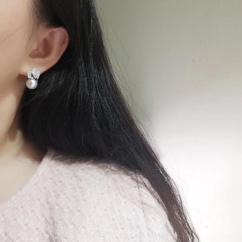 Huitan Bling Bling Imitation Pearl Stud Earrings Women Fashion Design Temperament Ear Accessories Wedding Party Female