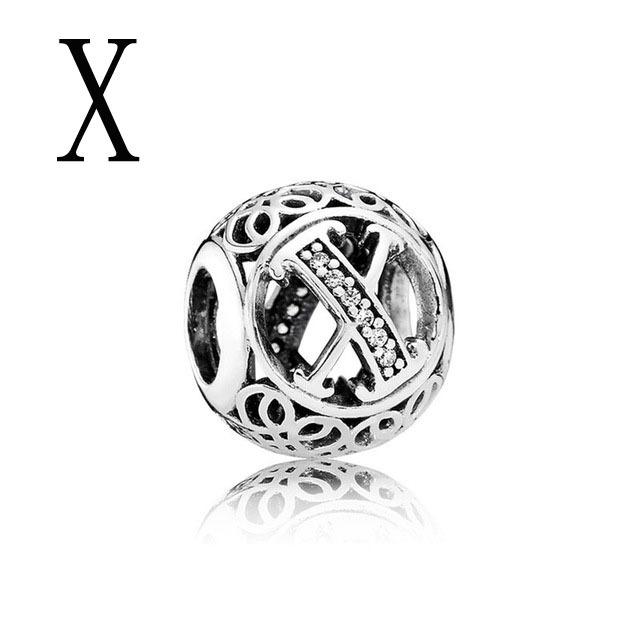 2022 New Openwork A -Z Letter Charm Diy Fine Beads Fit Original Fashion Charms Silver 925 Bracelet Jewelry For Women Men D009