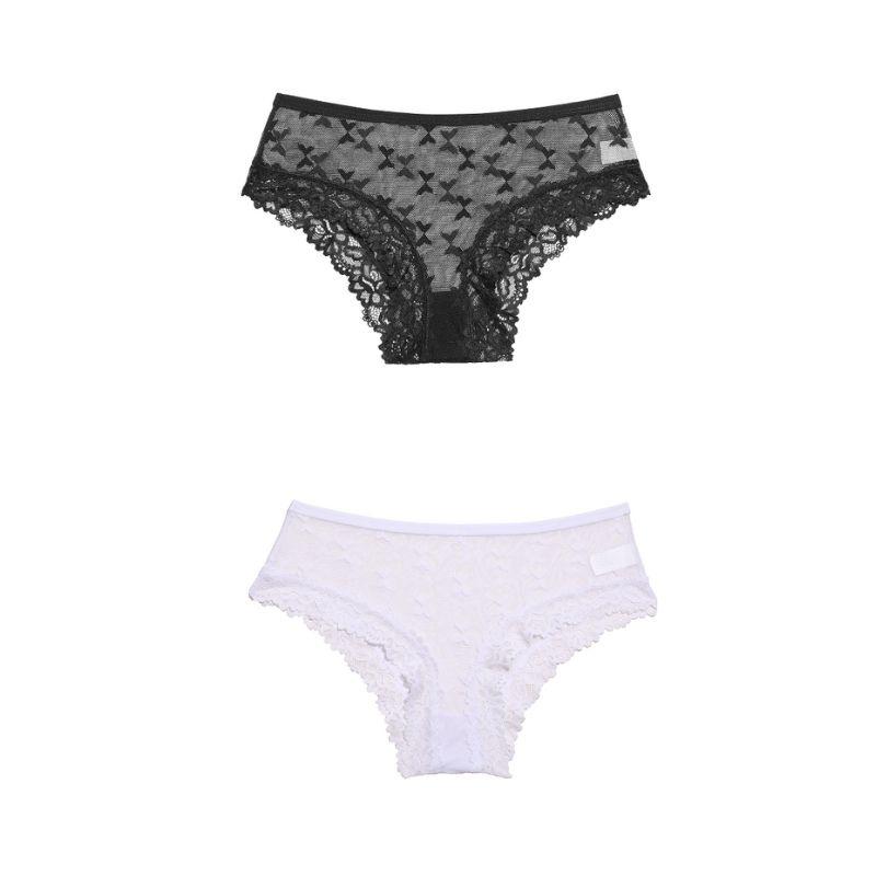 FINETOO 2 BUC./SET Femei Chiloți din dantelă Lenjerie moale Lenjerie respirabilă Bumbac Lenjerie confortabilă Perspectivă