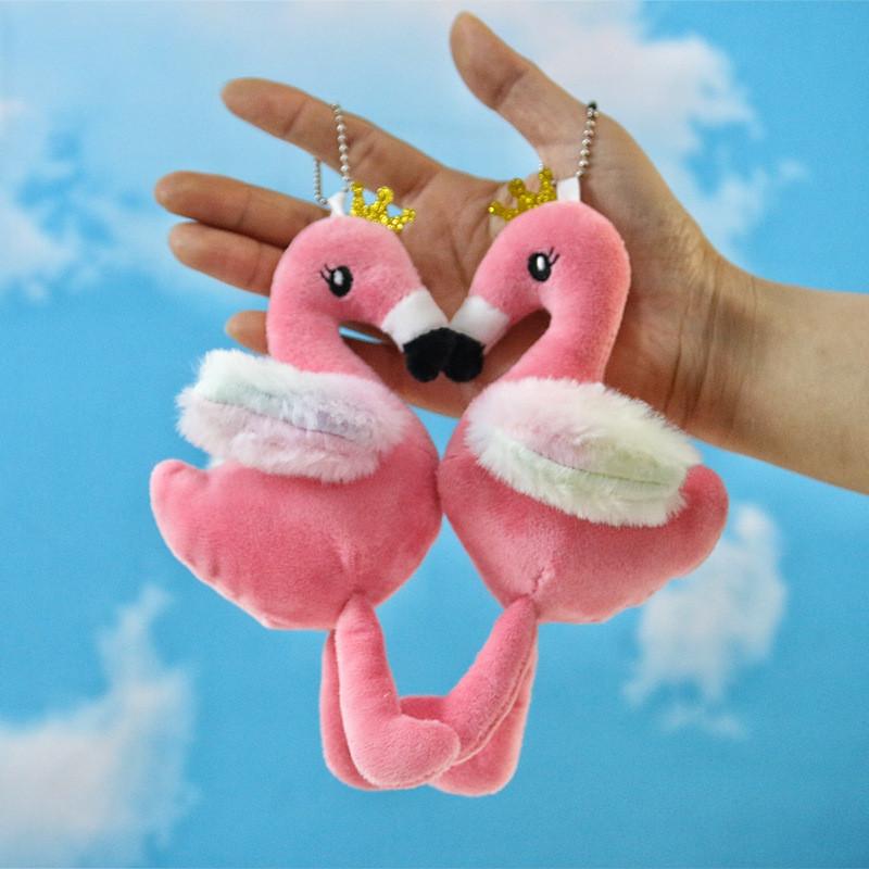 Adorable Mini Flamingo Plush Toy Soft Pink Stuffed Animal Keychain Accessory