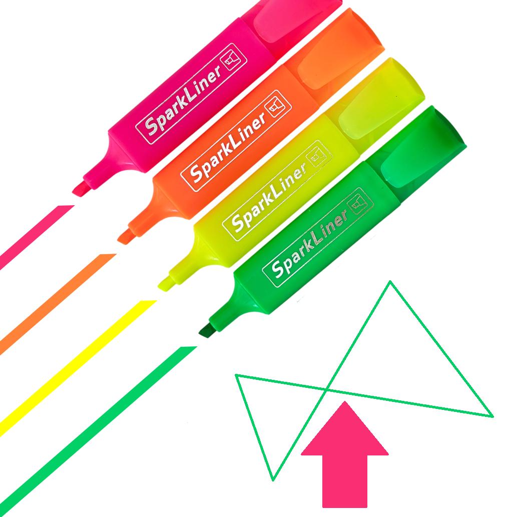 4Pcs Highlighter Pens Chisel Tip Flat Barrel Assorted Colors Quick Dry Markers For School Office Stationery 4pcs