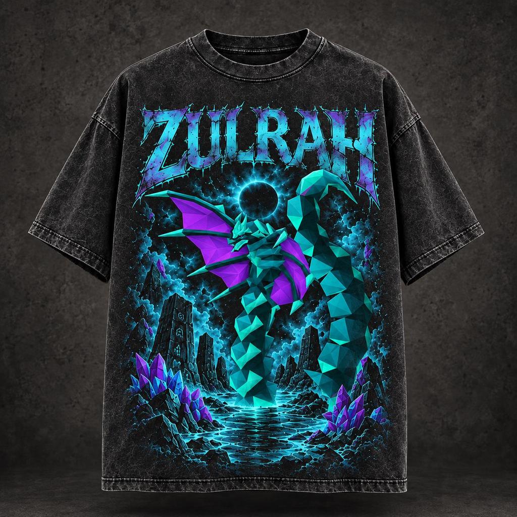 Zulrah Tanzanite Acid Wash T-Shirt – Heavyweight Oversized OSRS Boss Graphic Tee