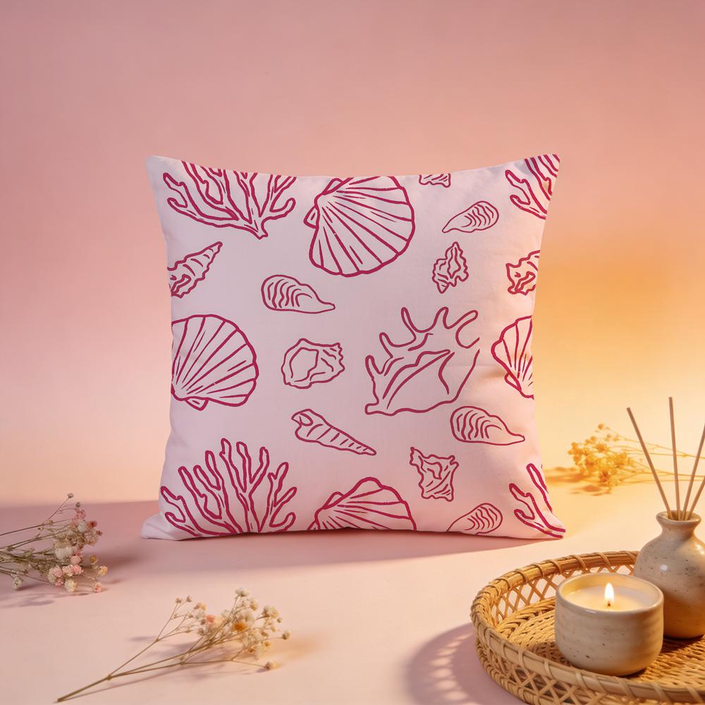 Shiny Coastal Seashell Design Cushion Cover Comfortable Durable Pillow Cover MultiScene for Home Office Car Sofa