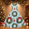 Damen Weihnachtsdruck Off-Shoulder Vintage Kleid