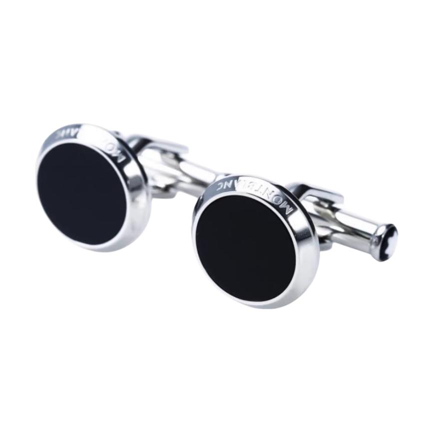 Montblanc Logo Engraved Silver Cufflinks Men accessories Black MB114784 Basic Packaging-Box Not Included,F,Black