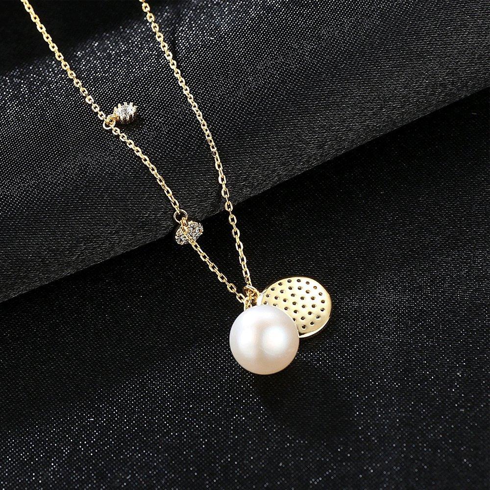 MIKAMU Pearl Necklace for Women, Sterling Silver 925, Freshwater Pearl Necklace with Cubic Zirconia, Beautiful and Cute, Perfect for Mother's Day,