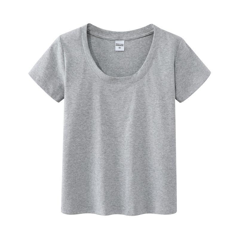 Women's Slim Fit Pure Cotton White Short-Sleeve T-Shirt - Round Neck, Versatile Basic Summer Top