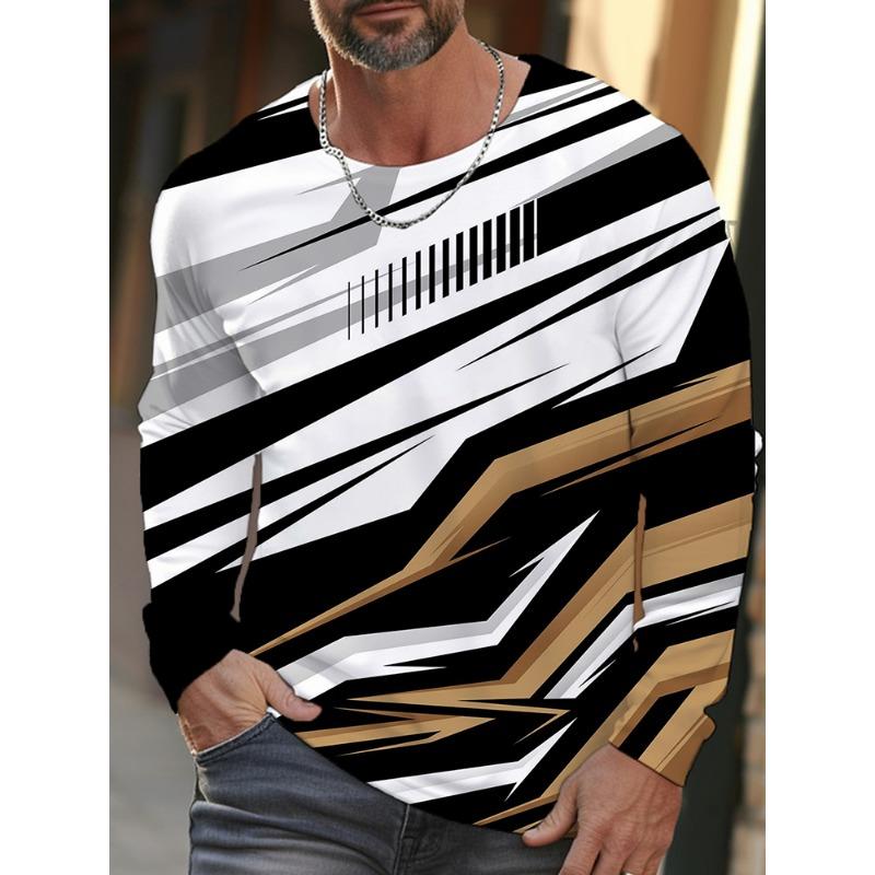 Daily Exercise Men's Training Top Street Style Men's Fashionable T-shirt 3D Printed Men's Warm Long-sleeved T-shirt For Autumn