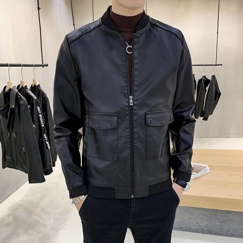 

Весна и осень Новая мужская кожаная куртка Повседневная модная корейская облегающая куртка из искусственной кожи 4XL