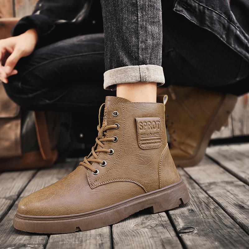 Men's Soft Soled Four Season Anti Slip Comfortable High Cut Boots Men's Thick Soled Comfortable Outdoor Travel Shoes