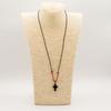 Cord Necklace Gemstone Pendant – Black Agate Cross