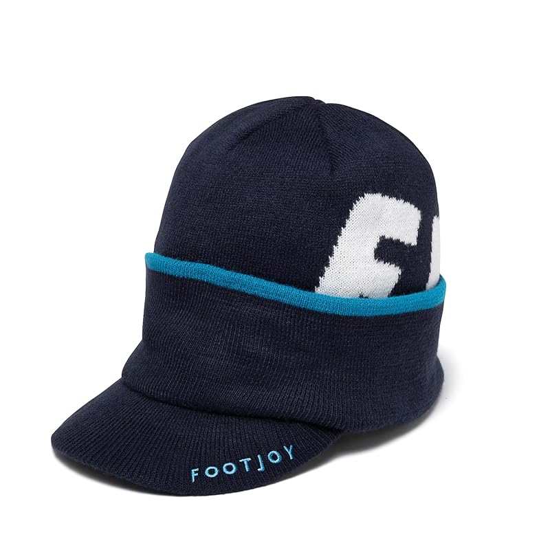 

[Footjoy] knit cap big logo brim beanie men s navy