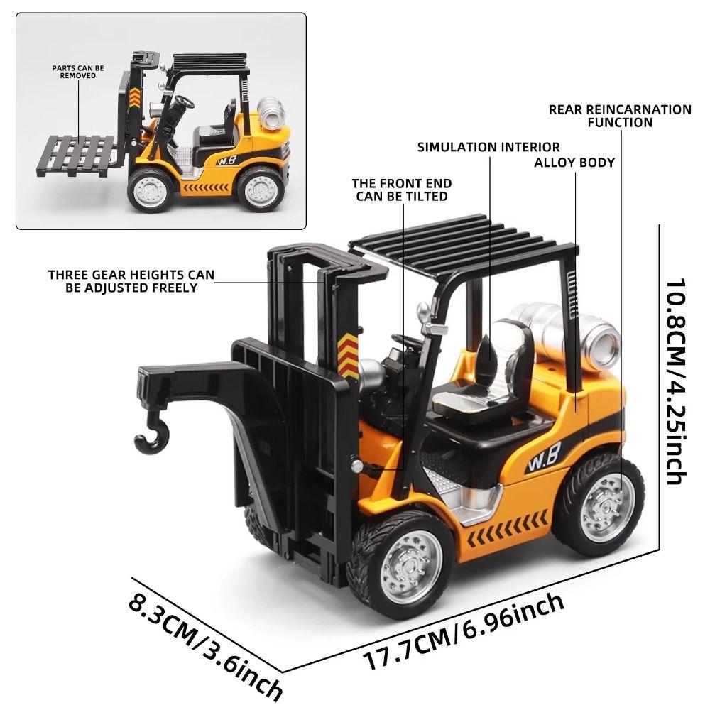 Warehouse Lift Truck Simulation Crane Toy Diecast Metal Engineering Vehicle Models  For Children