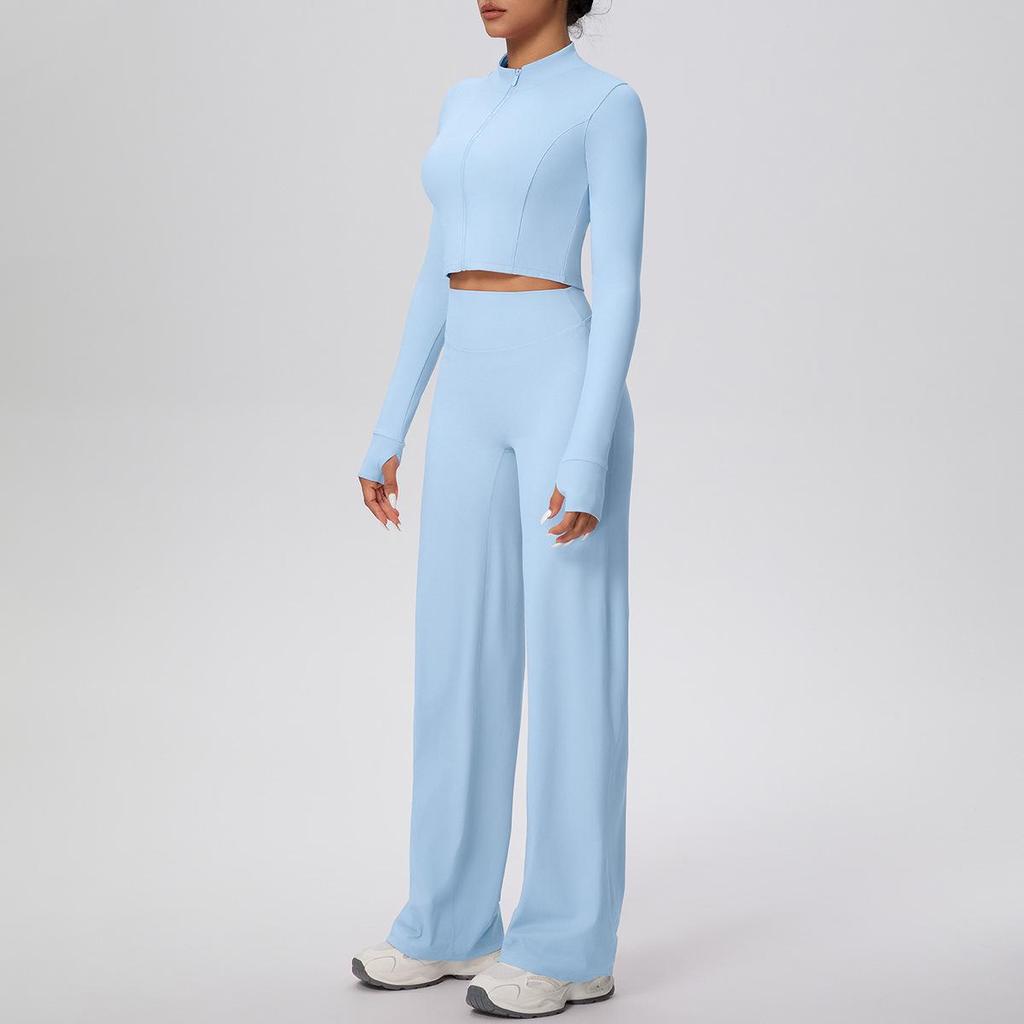 Women's Cross-border Fleece Sports Jacket & Loose Pants Set for Running, Fitness, and Yoga