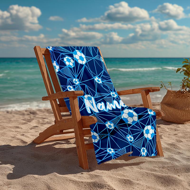 Custom Name Ultra-Soft Beach Towel with Soccer Theme,Ideal for Pool - Camping, Diving - Perfect Travel Essential, Vibrant Beach Towel.