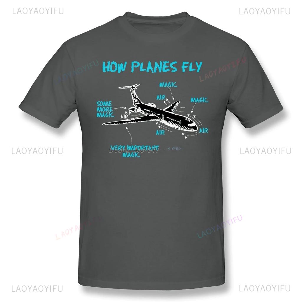 Engineer Mechanical How Plane Fly s Cotton TShirt Tees Unisex Tops Streetwear Ropa Hombre