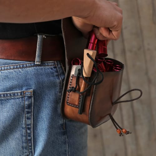 TOURBON Shell Pouch, Leather Tool Pouch, Belt Carry Case for Airsoft, Camping, Mountaineering, and Fishing