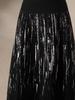 2025 Ink Wash Retro Hong Kong Knit Pleated Wool Flare Midi Skirt