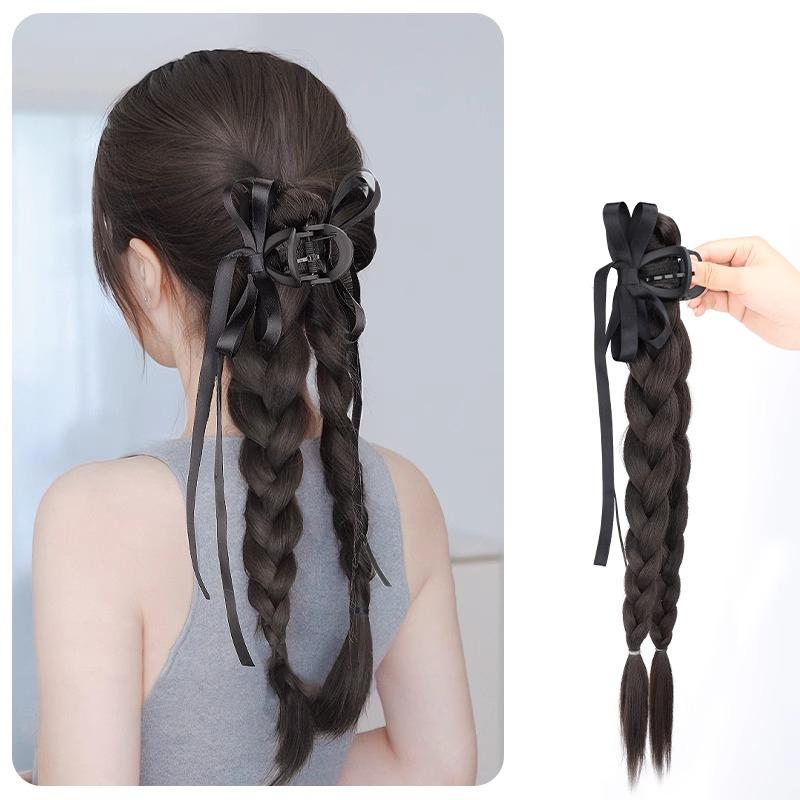 Парик коса конский хвост имитация сладкий прохладный ветер натуральный завиток длинная коса женский высокий конский хвост боксерская завиток коса парик захват клипса