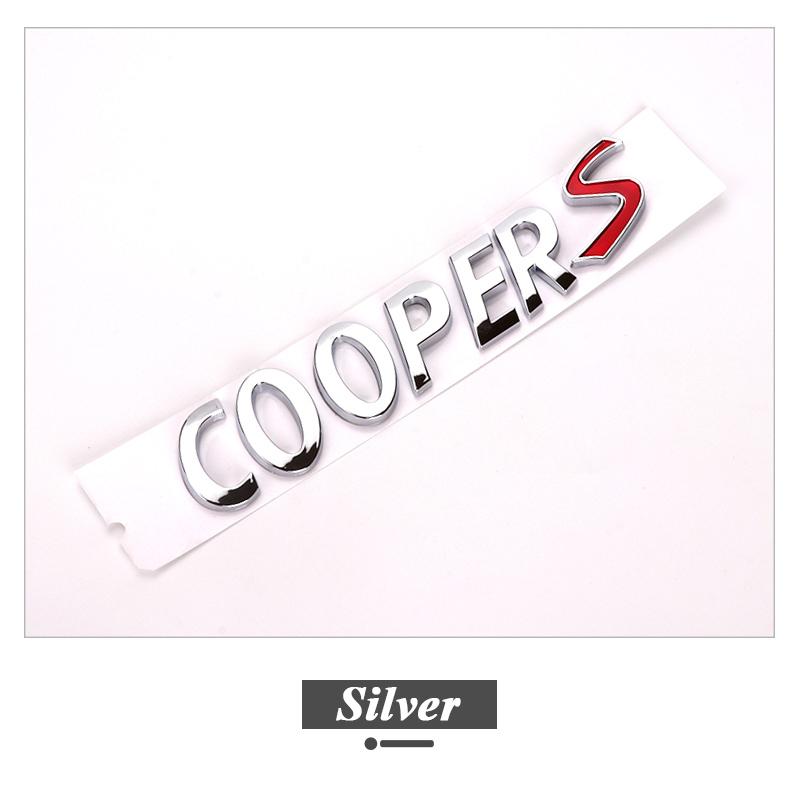 3D ABS Chrome Black  Cooper S Emblem Letters Car Rear Trunk Badge Self-adhesive Sticker Accessories