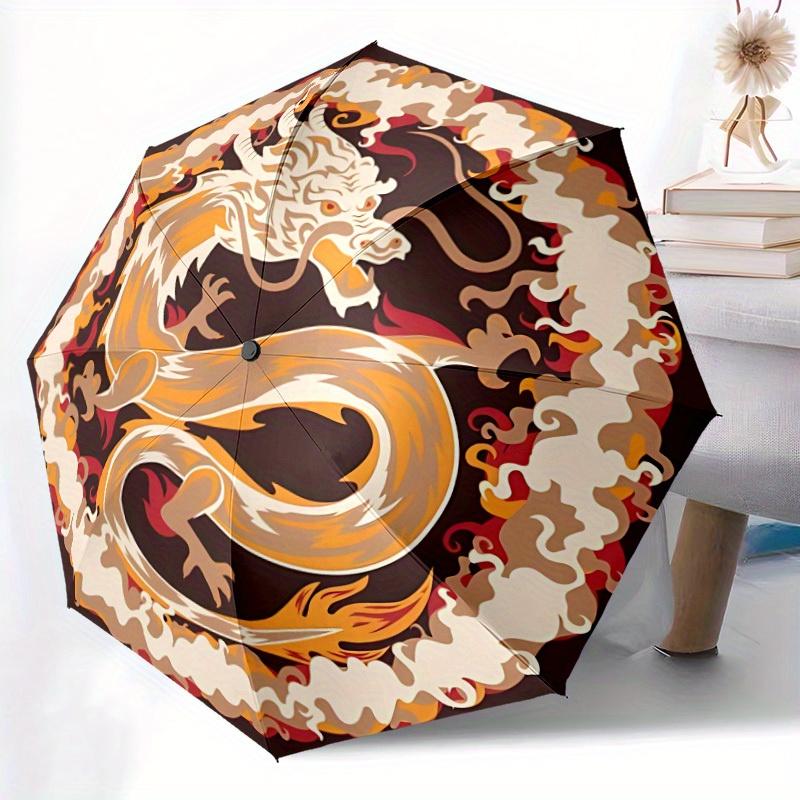 1pc Dragon Automatic Open/close Folding Umbrella, Compact Portable Travel Umbrella, Durable Construction yy250809100