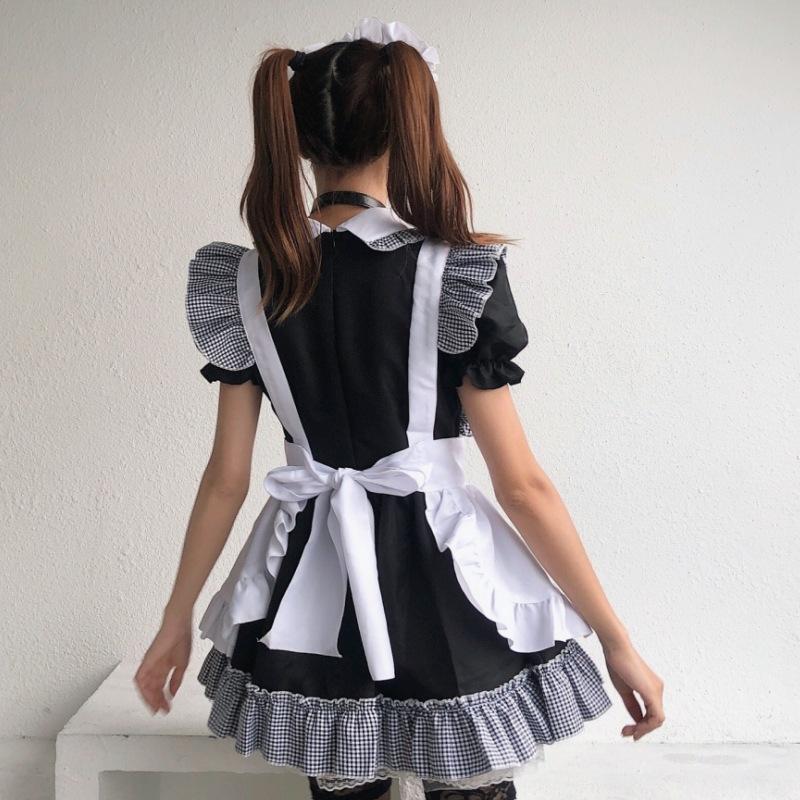 Japanese export maid outfit cosplay maid, restaurant live streaming host anime performance costume plaid maid