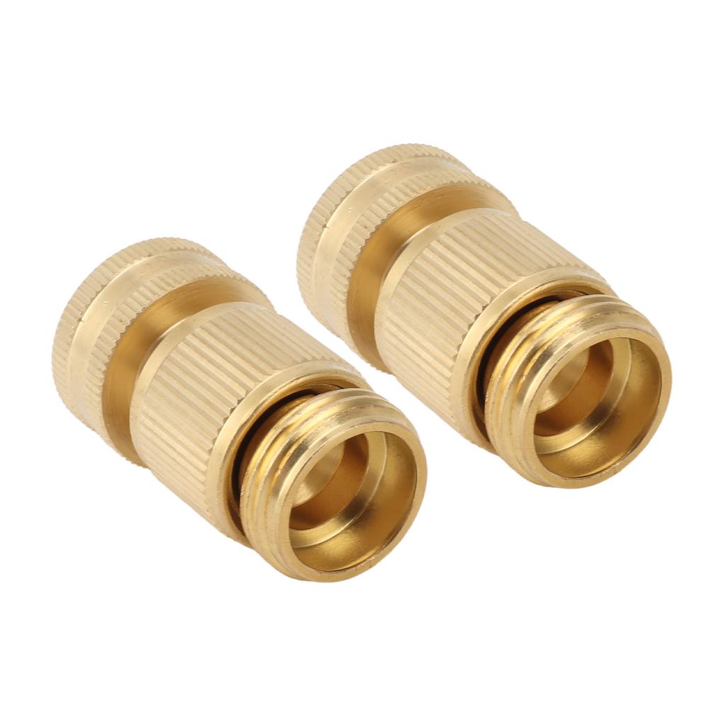 2PCS Water Hose Quick Connector Brass 3/4 Inch Male and Female Garden Hose Fitting Adapter for