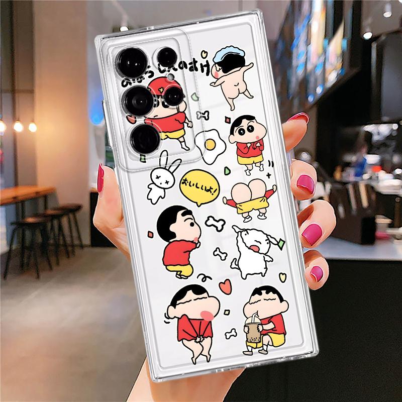 Case for Samsung Galaxy S26 Note 20 Ultra 10 S24 S22 FE S25 Edge S20 Plus S21 S23 Ultra Phone Cover Crayon Shin Chan Cartoon