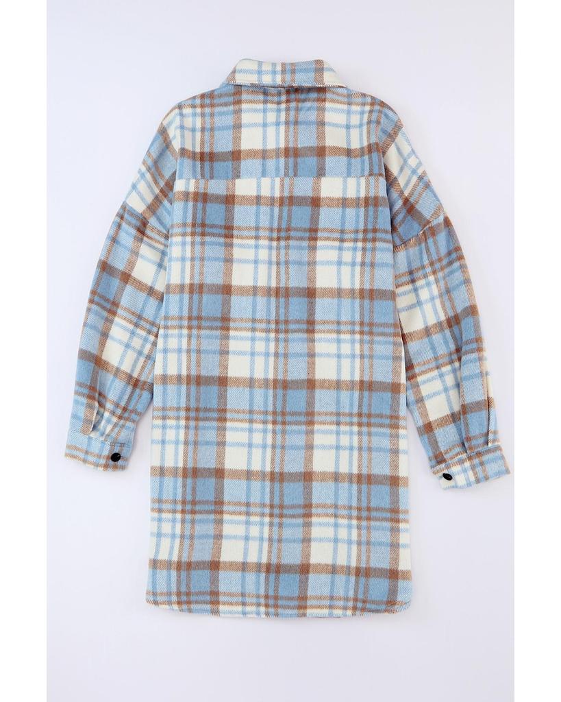 Azura Exchange Long Sleeve Plaid Shacket with Flap Pockets
