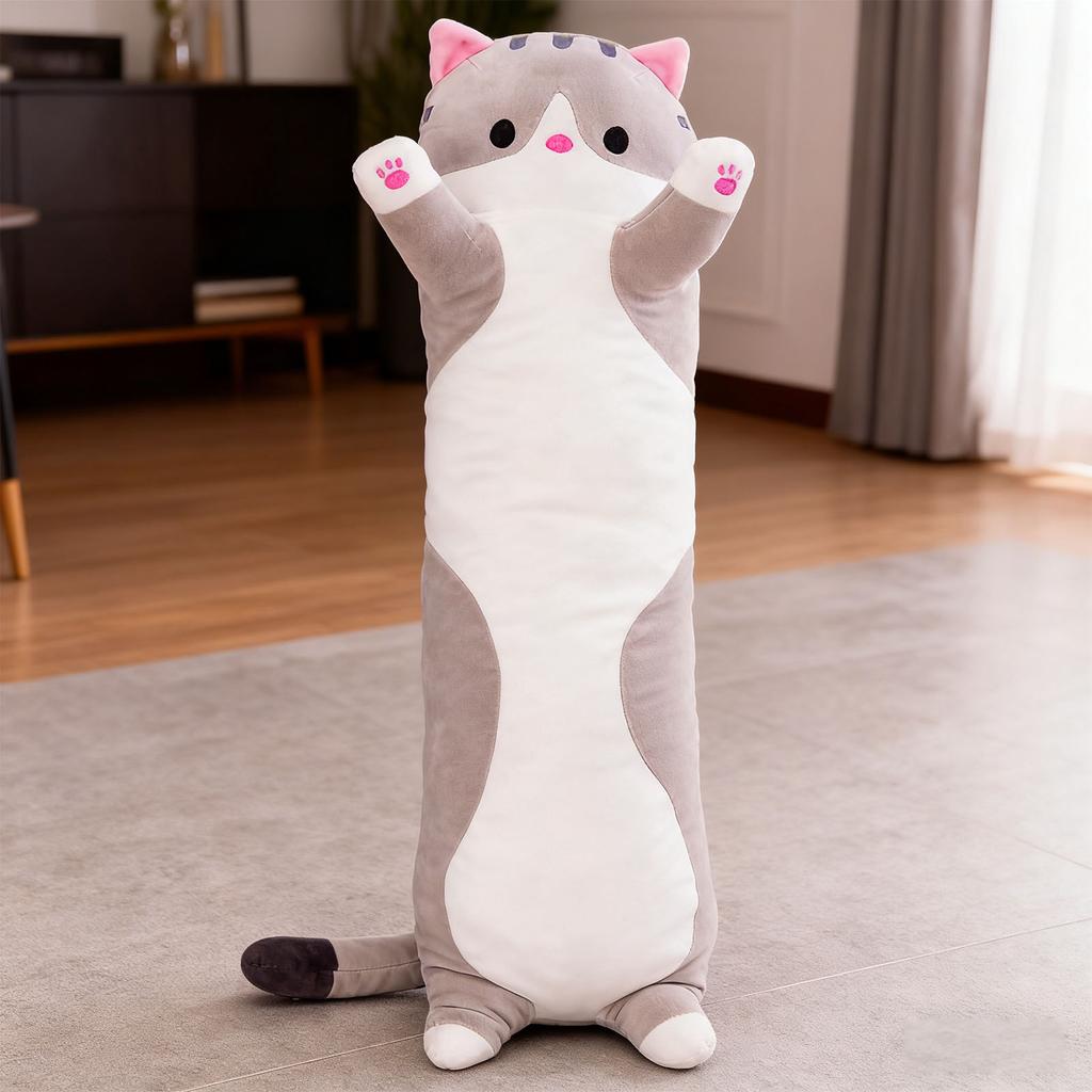 Body Pillow Plush Stuffed Long Cushion Cat Animal Soft Toy Gift for Sleeping Hugging