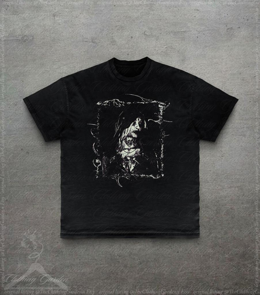 Goth Video Game Graphic Tee, Gothic Res Evil Style Shirt, Distressed Grunge Y2k 2000s Graphic Tee, Dark Art Streetwear Oversized Graphic Tee