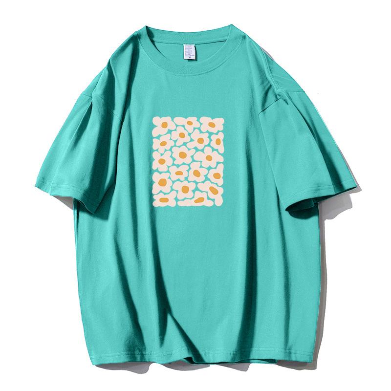 Shellsuning Oversized Art Printed T-shirts Women Summer Fashion Vintage 100% Cotton Soft Streetwear Couple Clothes Basic Tees Female Harajuku Tops
