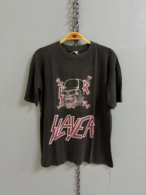 Vintage 90s Slayer Rock Band Distress Faded T Shirt