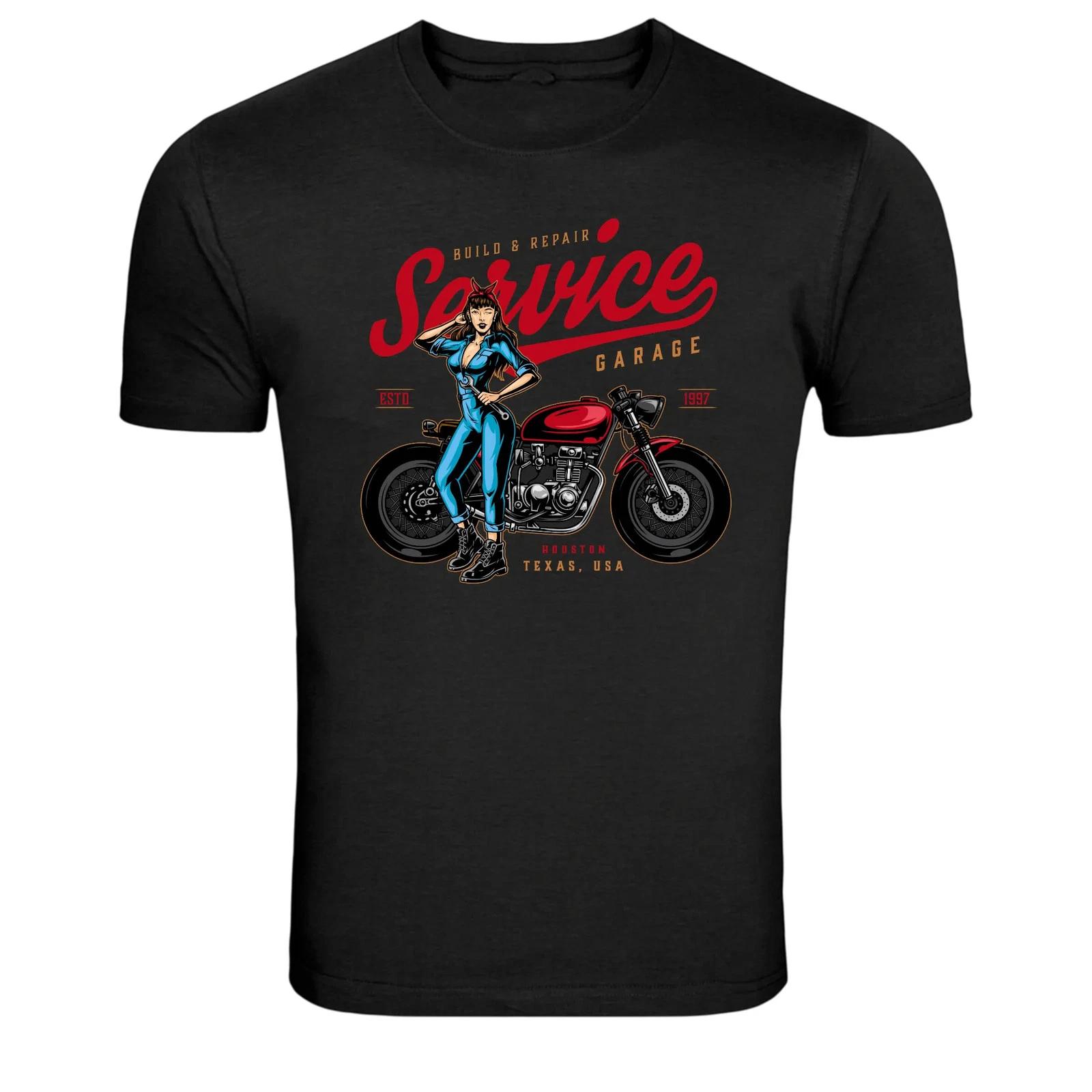 Service Garage Build & Repair Houston Texas Pinup Biker Tee XXXXL
