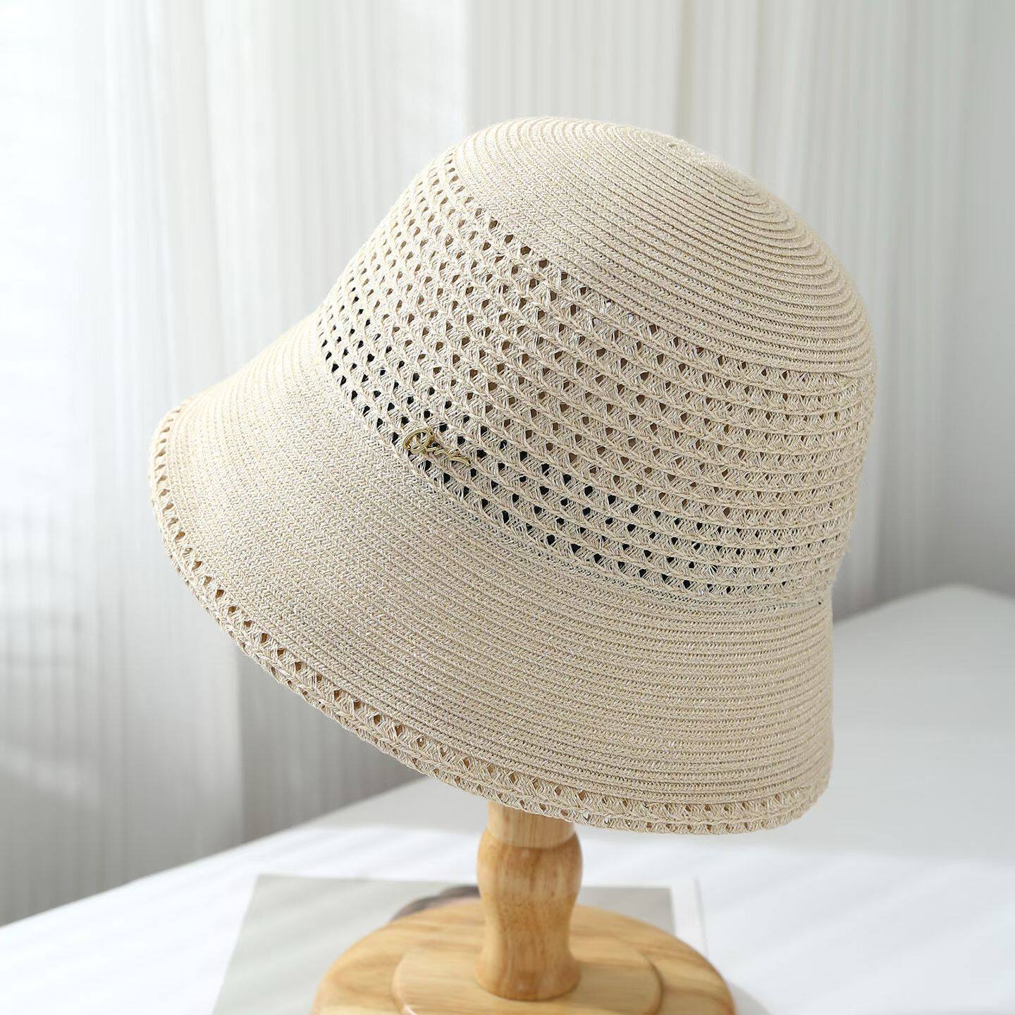 

Export quality Japanese lazy wind foldable fisherman hat children summer straw hat seaside vacation beach hat basin hat M（55-58cm）