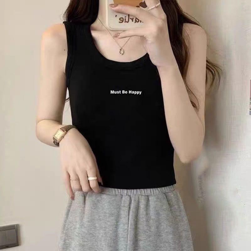 

Summer Ice Silk Ribbed Camisole: Women s Slim-Fit, Versatile Sleeveless Sports Top S for 60-75 jin