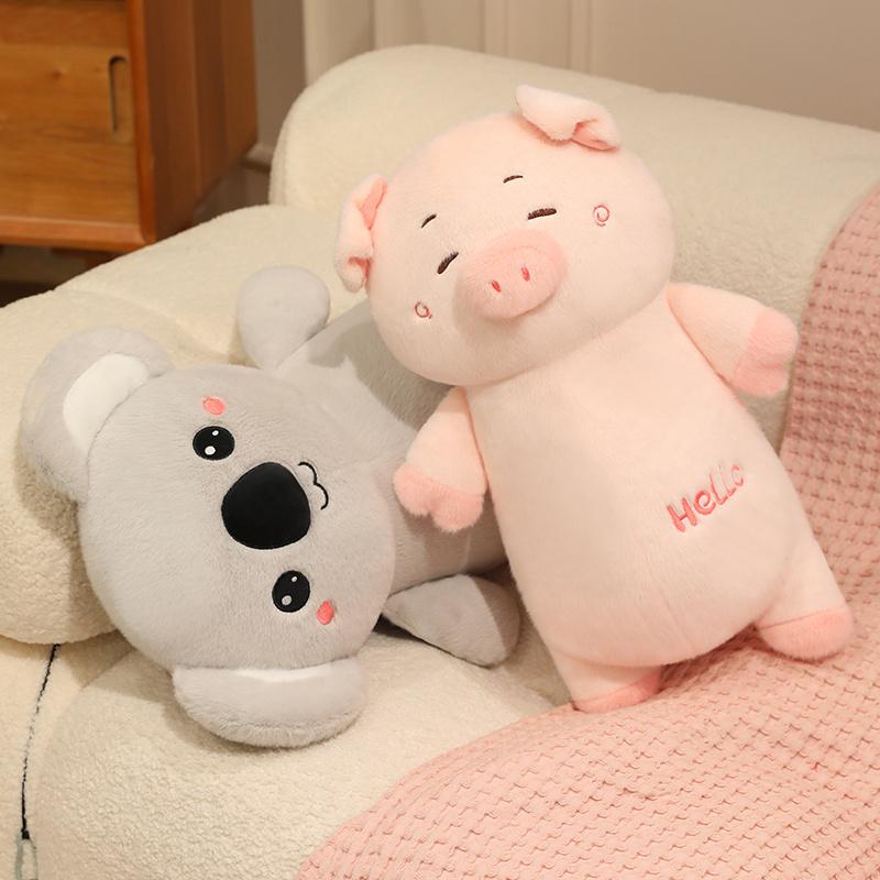4555Cm Cartoon Long Standing Animal Plush Toy Stuffed Pig Elephant Sloth Capybara Pillow Sleeping Bolster Companion Present