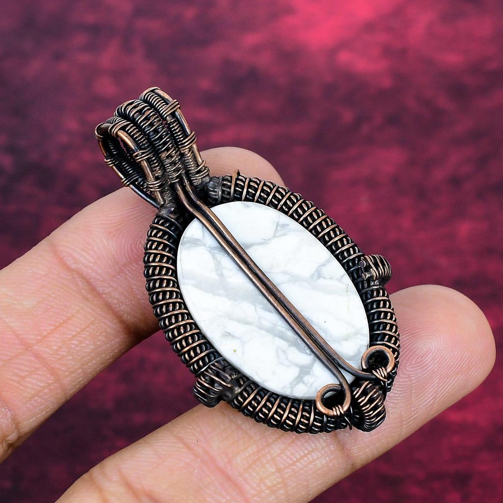 Howlite Pendant Copper Wire Wrapped Jewelry Gifts For Mom Real Gemstone Pendant