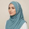 Pull On Style Beads Hijab Quick Drying Head Wraps Cute Hijab Scarf Eid
